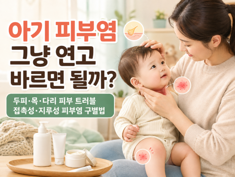 아기 피부염, 두피·목·다리 피부 트러블 그냥 연고 바르면 될까? 접촉성·지루성 피부염 구....