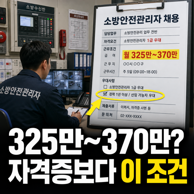 소방안전관리자 연봉 현실, 1급 우대 공고에 월 325만~370만 원도… 연봉을 가르는 건 자격증보....