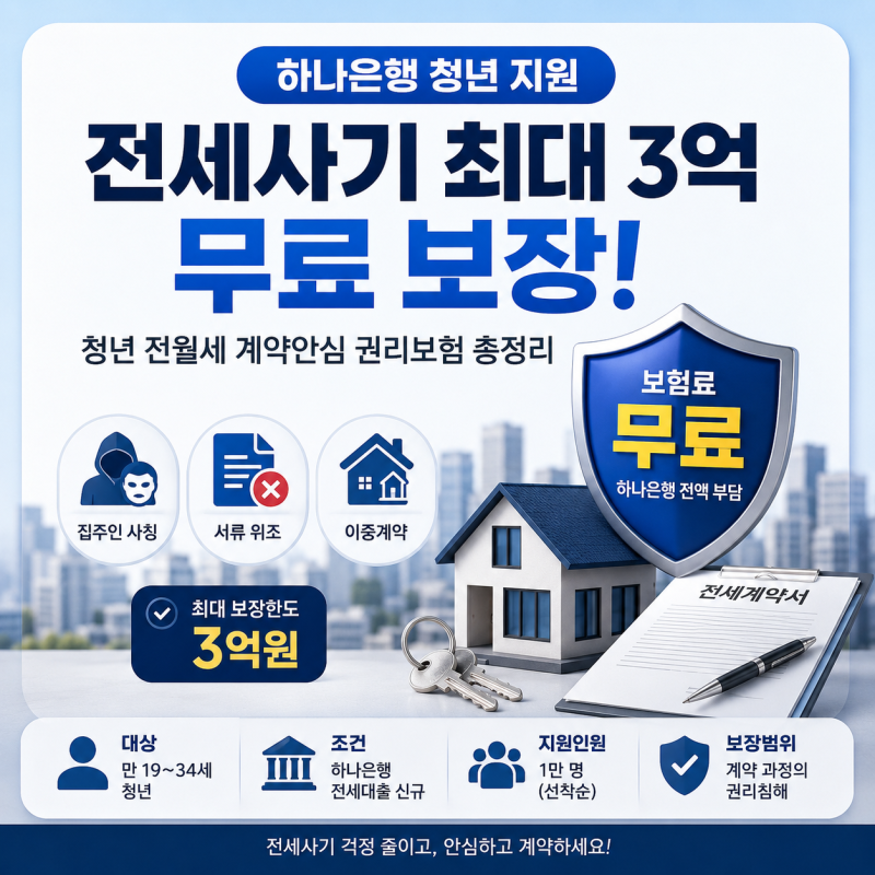 전세사기 최대 3억 무료 보장? 하나은행 청년 전월세 계약안심 권리보험 대상·가입방법 총정....