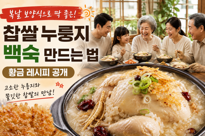 찹쌀 누룽지 백숙 만드는 법, 복날 보양식으로 딱 좋은 황금 레시피