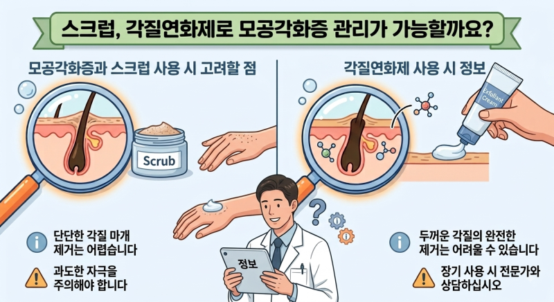 대전모공각화증치료) 스크럽, 각질연화제만으로 모공각화증을 없앨 수 있을까?