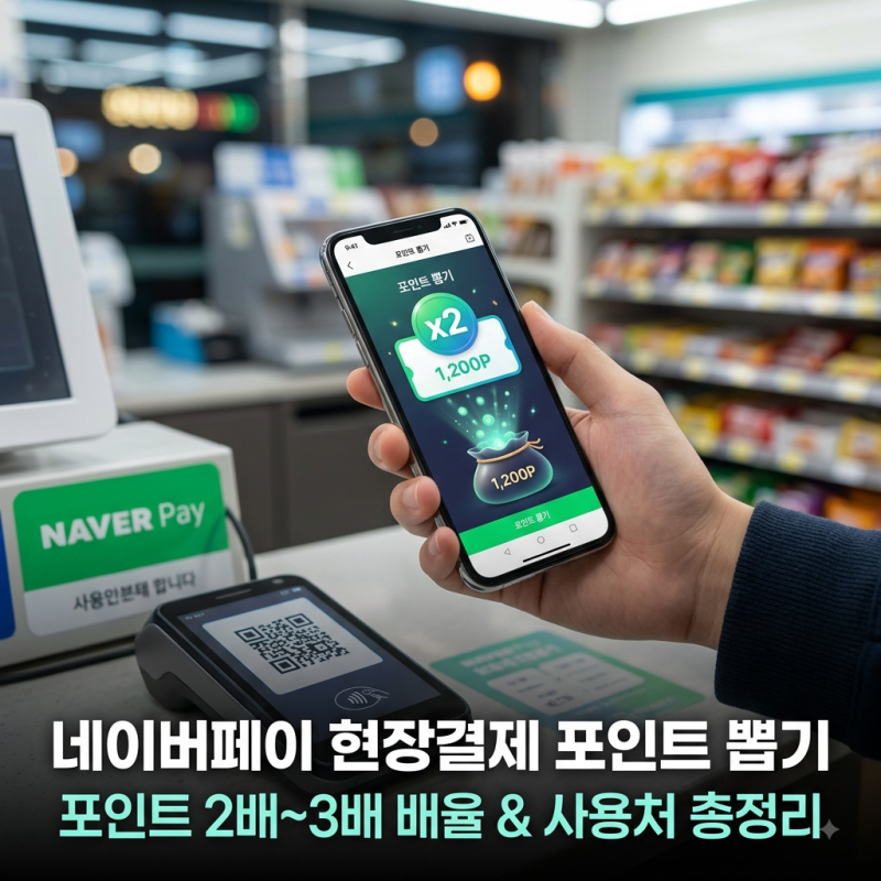 네이버페이 현장결제 포인트 뽑기 배율 및 사용처 1분 정리 (포인트 2배 적립)