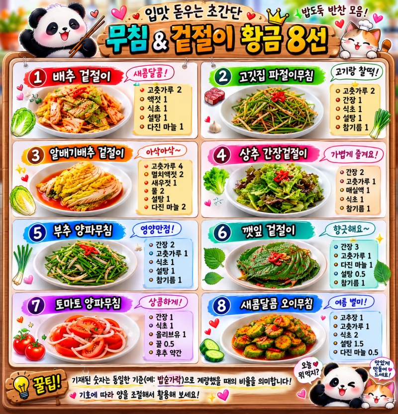 무침 레시피 8가지｜입맛 살리는 초간단 반찬 겉절이 만들기