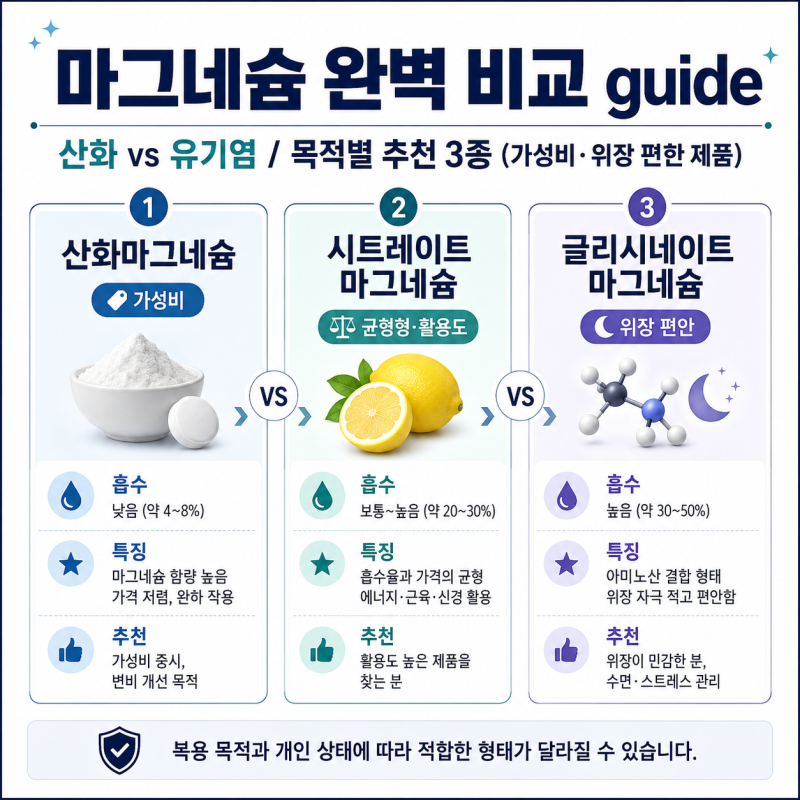 약사가 알려주는 마그네슘 종류 총정리! (산화 vs 유기염 차이, 추천 제품 3가지)