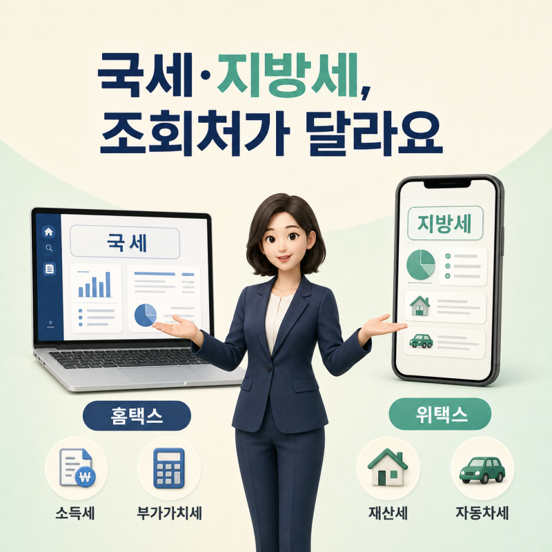 국세 지방세 체납 조회, 홈택스와 위택스를 따로 확인해야 하는 이유