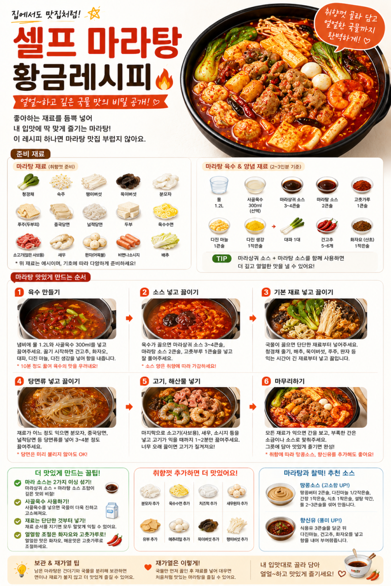 셀프 마라탕 황금레시피｜좋아하는 재료 골라 담아 집에서 맛집처럼!