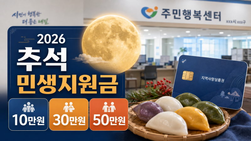 2026 추석 민생 지원금 총정리! 지급 지역·금액·신청 조건 어디까지 확정됐을까?