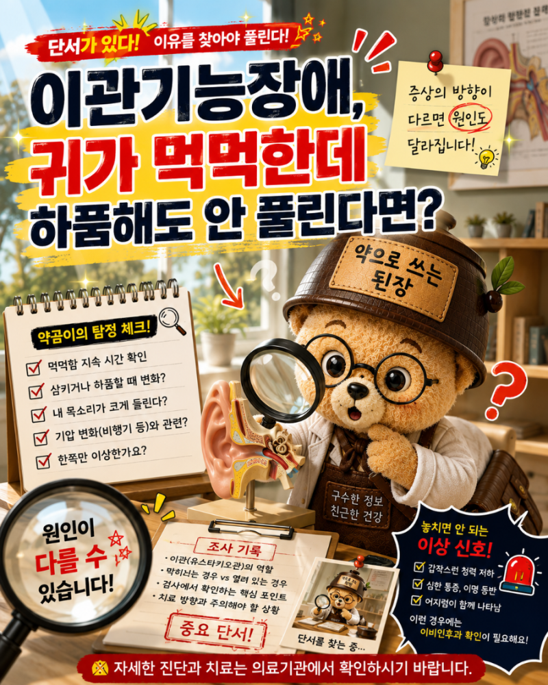 이관기능장애, 귀가 먹먹한데 하품해도 안 풀린다면