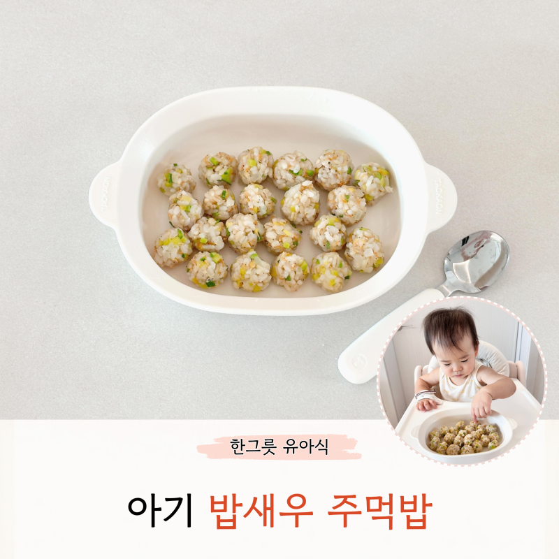 아기 밥새우 주먹밥 만들기 외출 시 먹이기 좋은 돌아기 주먹밥