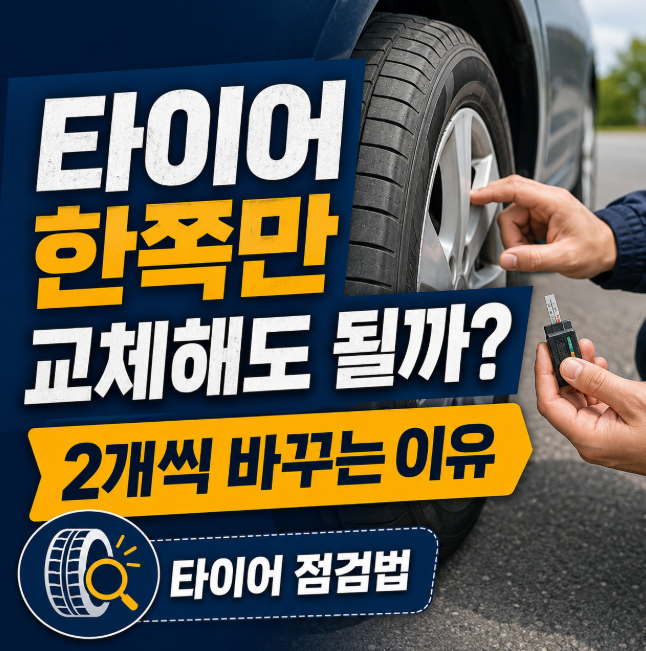 타이어 한쪽만 교체해도 될까? 2개씩 바꾸는 이유와 타이어 점검법