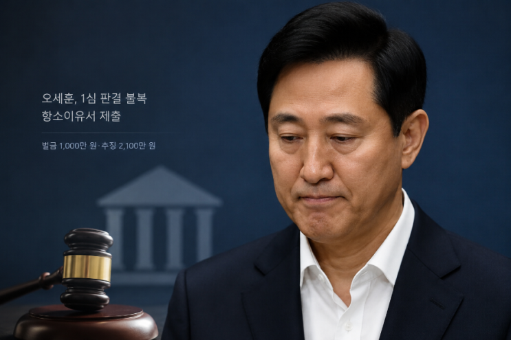 <b>오세훈 항소심</b> 간다…벌금 1천만원 뒤집을까, 이번엔 ‘2,100만원’....
