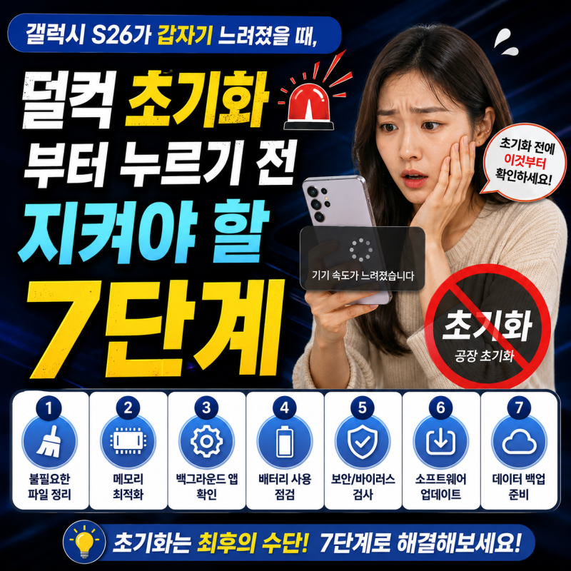 갤럭시 S26가 갑자기 느려졌을 때, 덜컥 초기화부터 누르기 전 지켜야 할 7단계