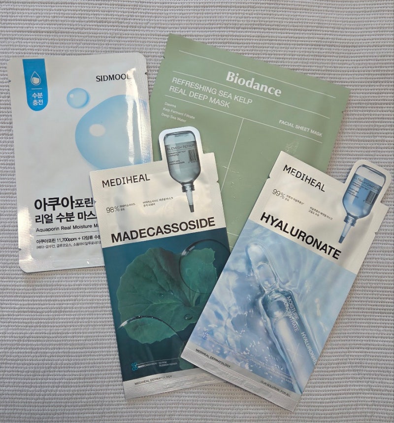 민감성 수부지 마스크팩 4종 후기 #바이오던스 #시드물 #메디힐 수분 진정 마스크팩 추천