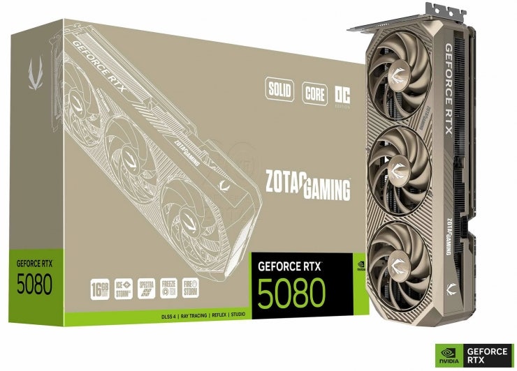 조텍, RTX 5080 SOLID CORE OC 20주년 기념판 출시…티타늄 외관과 전용 백플레이트 적용 │ 글림킴