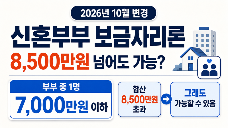 보금자리론 부부합산 1억 넘어도 되는 조건이 생깁니다