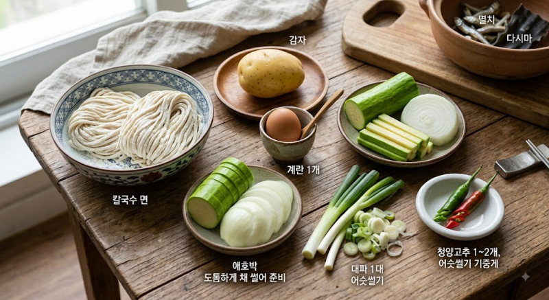 [황금레시피] 진하고 칼칼한 백종원표 멸치 장칼국수 만들기