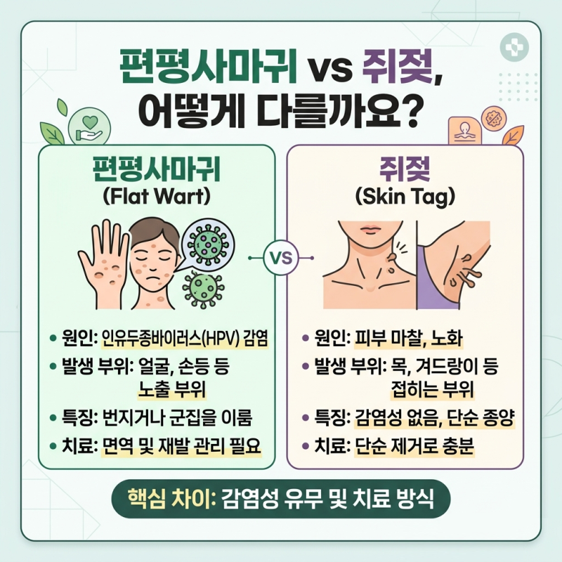 역삼 편평사마귀 제거, 쥐젖과 차이점은? 편평사마귀 치료도 역시, 로담한의원 강남본점!