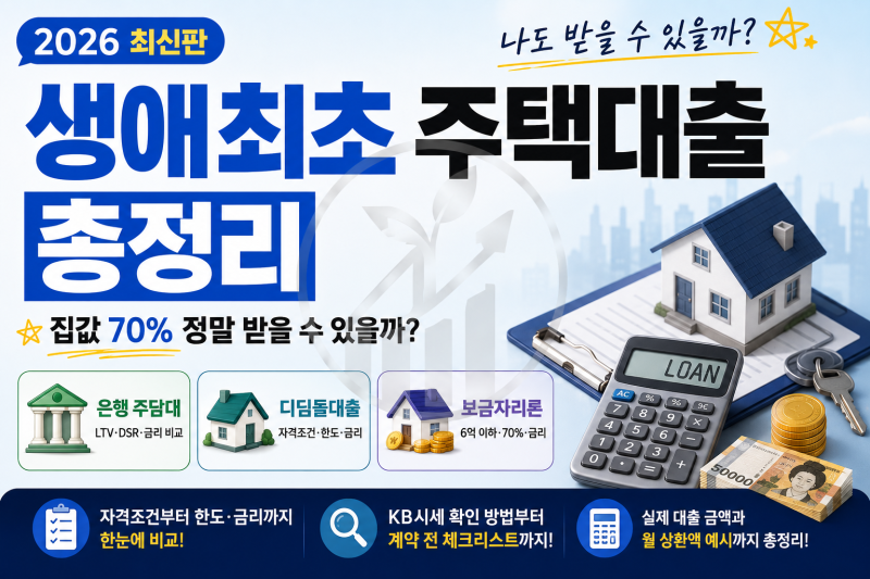 2026 생애최초 주택대출 총정리｜집값 70% 정말 받을 수 있을까?