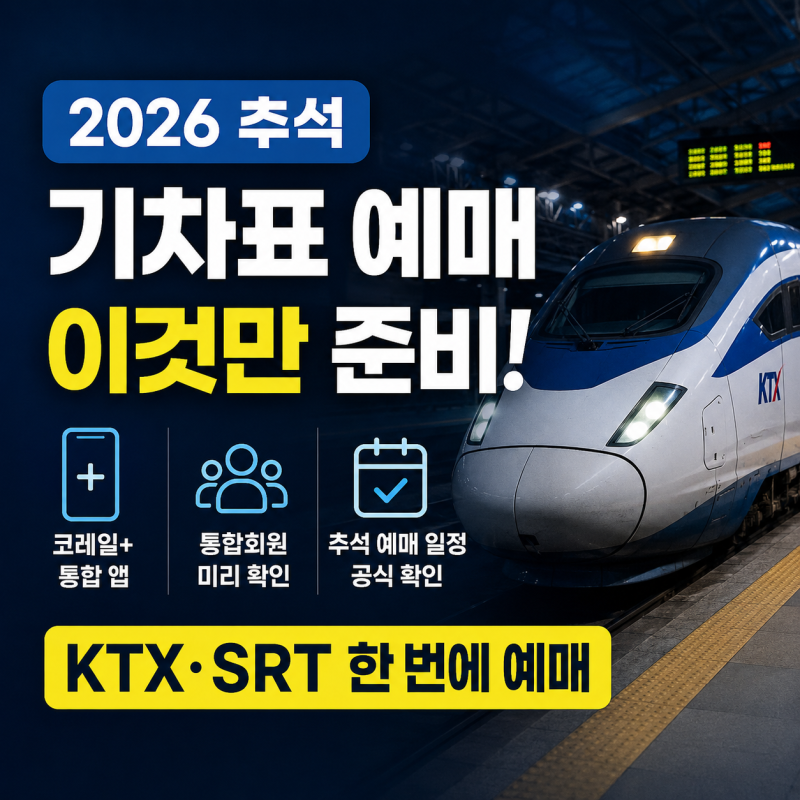 2026 추석 기차표 예매 일정, 예매 방법, 예매 취소, 취소표 꿀팁 (중요! 코레일+ 출시, 통합예....