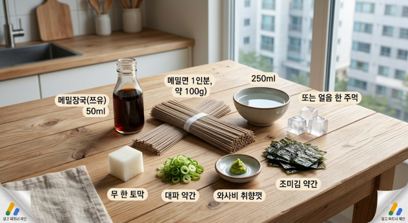늦더위 싹 날리는 초간단 냉모밀 만들기, 육수 비율 황금레시피