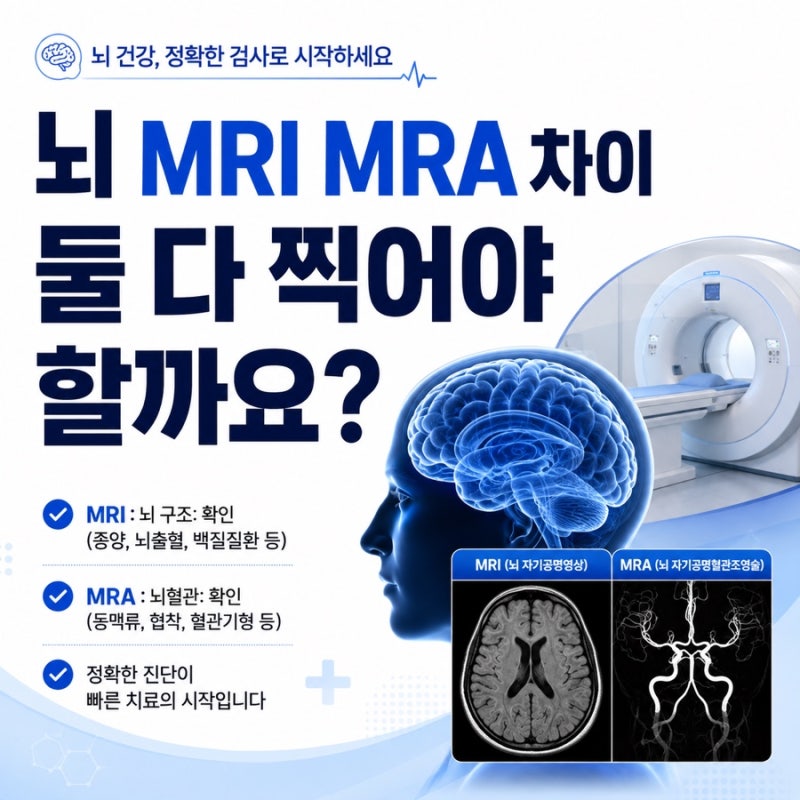 뇌 mri mra 차이 무엇을 보는 검사인지 핵심 정리