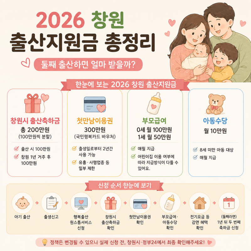 2026 창원 출산지원금 총정리 - 둘째 출산, 진짜 500만원 받을 수 있을까?