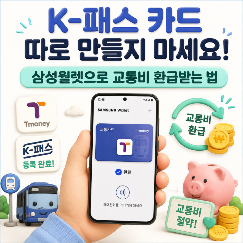 [갤럭시 꿀팁] K-패스 카드 따로 만들지 마세요! 삼성월렛으로 교통비 환급받는 법