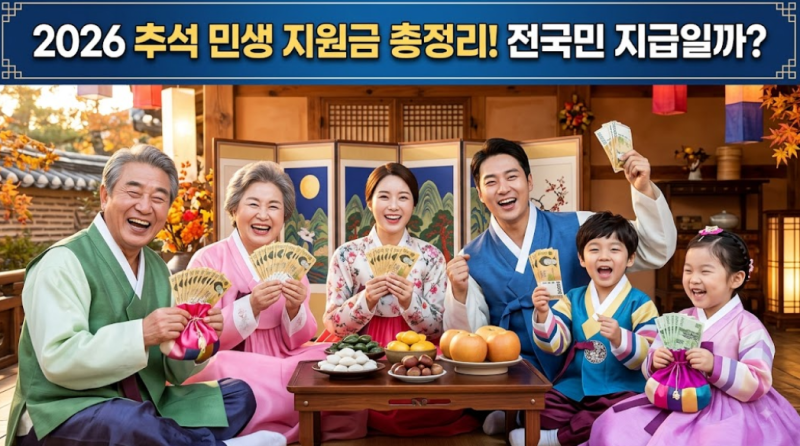 2026 추석 민생 지원금 총정리! 전국민 지급일까? 지역별 금액·신청 조건·지급 일정 완벽 가....