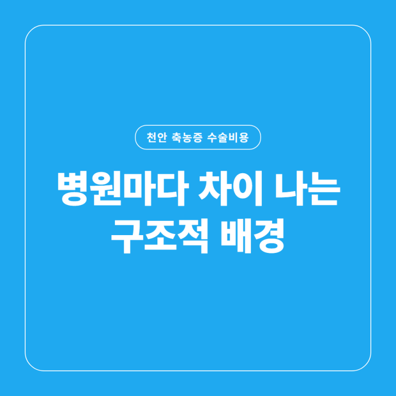 천안 축농증 수술비용이 병원마다 차이 나는 구조적 배경