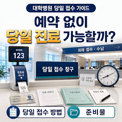 대학병원 예약 없이 당일 진료가 가능할까요? 당일 접수 방법과 준비물