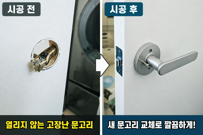 부천 소사 문고리 교체 열리지 않는 고장난 방문 욕실문 손잡이 수리