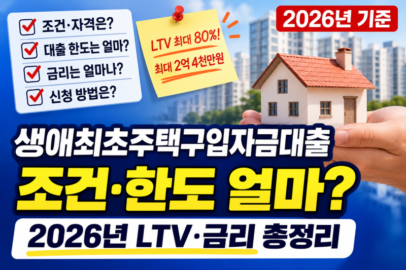 2026년 생애최초주택구입자금대출 조건부터 한도·금리·신청방법까지 총정리
