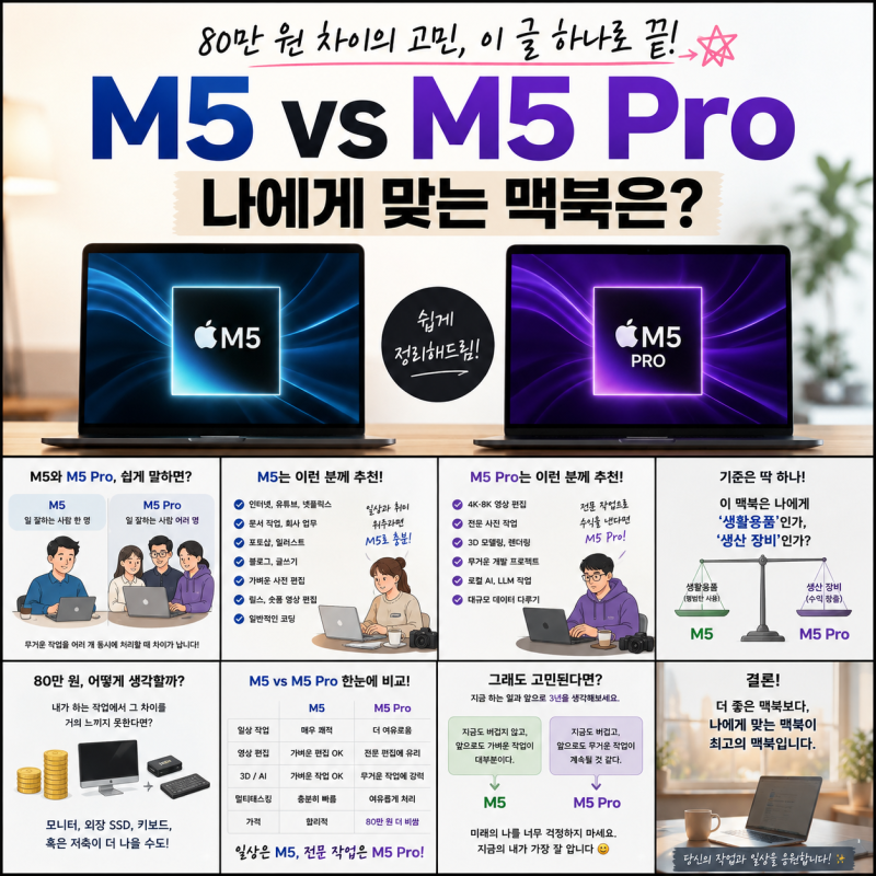맥북 M5 M5 Pro 차이, 비싼 Pro까지 정말 필요할까?