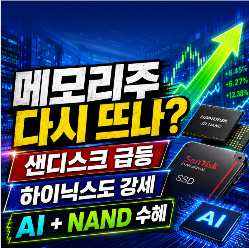 샌디스크 하루 14% 급등, 메모리주(하이닉스, 마이크론) 갑자기 오른 이유(미국 신고가)