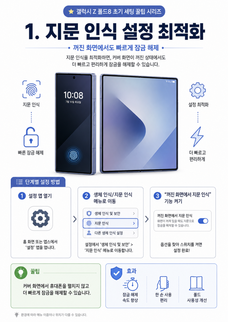 갤럭시 Z 폴드8의 사용성을 극대화하기 위한 초기 세팅 꿀팁