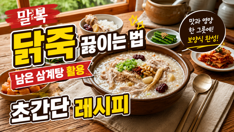 말복 닭죽 끓이는 법 남은 삼계탕 활용 초간단 레시피