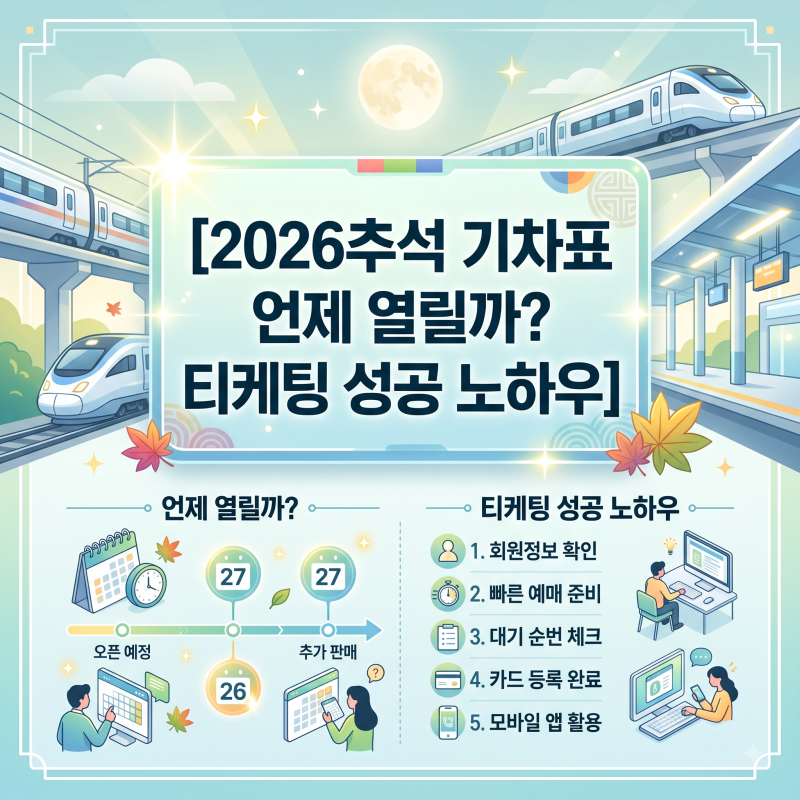 "역대급 예매 전쟁 예고! KTX랑 SRT가 합쳐진 2026 추석 기차표, 언제 어떻게 뚫어야 할까? (티켓....