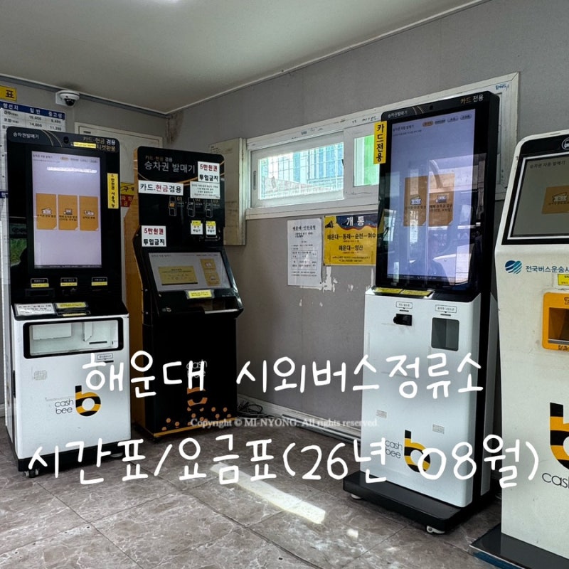해운대시외버스터미널 | 시간표 가격표 요금표 정리 | 2026년 8월 기준