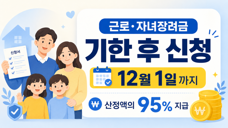 근로·자녀장려금 기한 후 신청, 12월 1일까지 가능…단 5% 감액됩니다