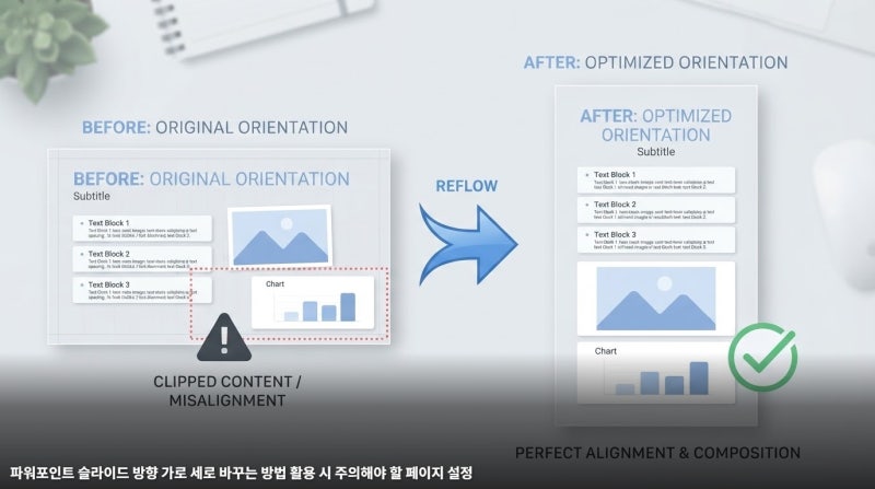 파워포인트 슬라이드 방향 가로 세로 바꾸는 방법 활용 시 주의해야 할 페이지 설정