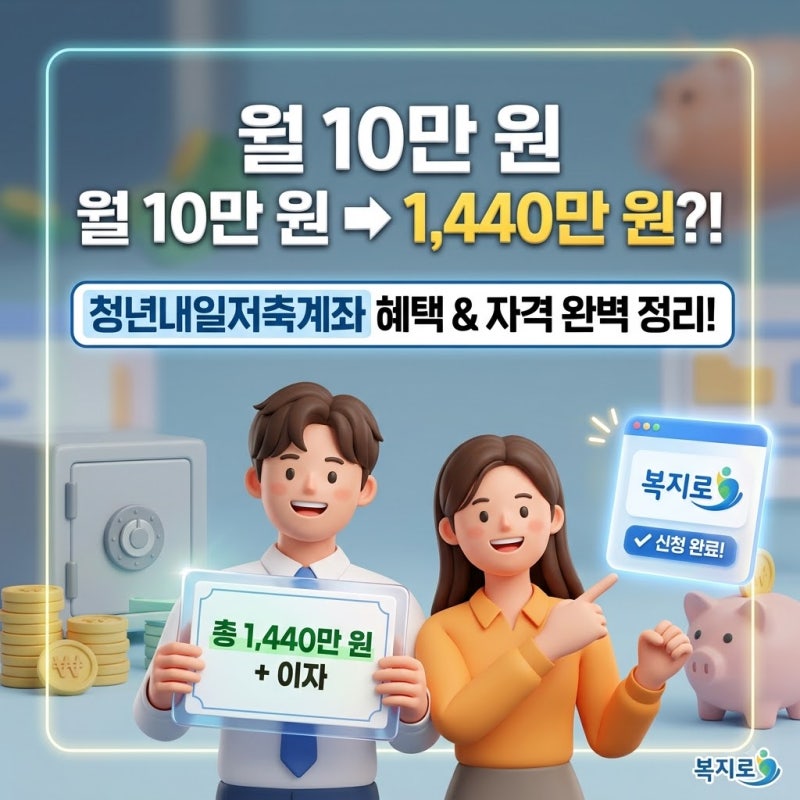 월 10만 원 넣고 1,080만 원 더 받는 법? 청년내일저축계좌 자격 조건 및 신청 꿀팁