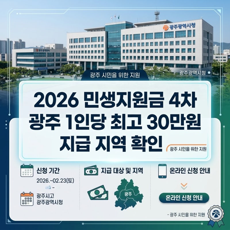 2026 민생지원금 4차 광주 최고 1인당 30만원 지급 지역 확인하기