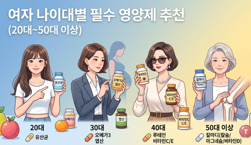 여자 나이대별 필수 영양제 추천(20대~50대 이상)