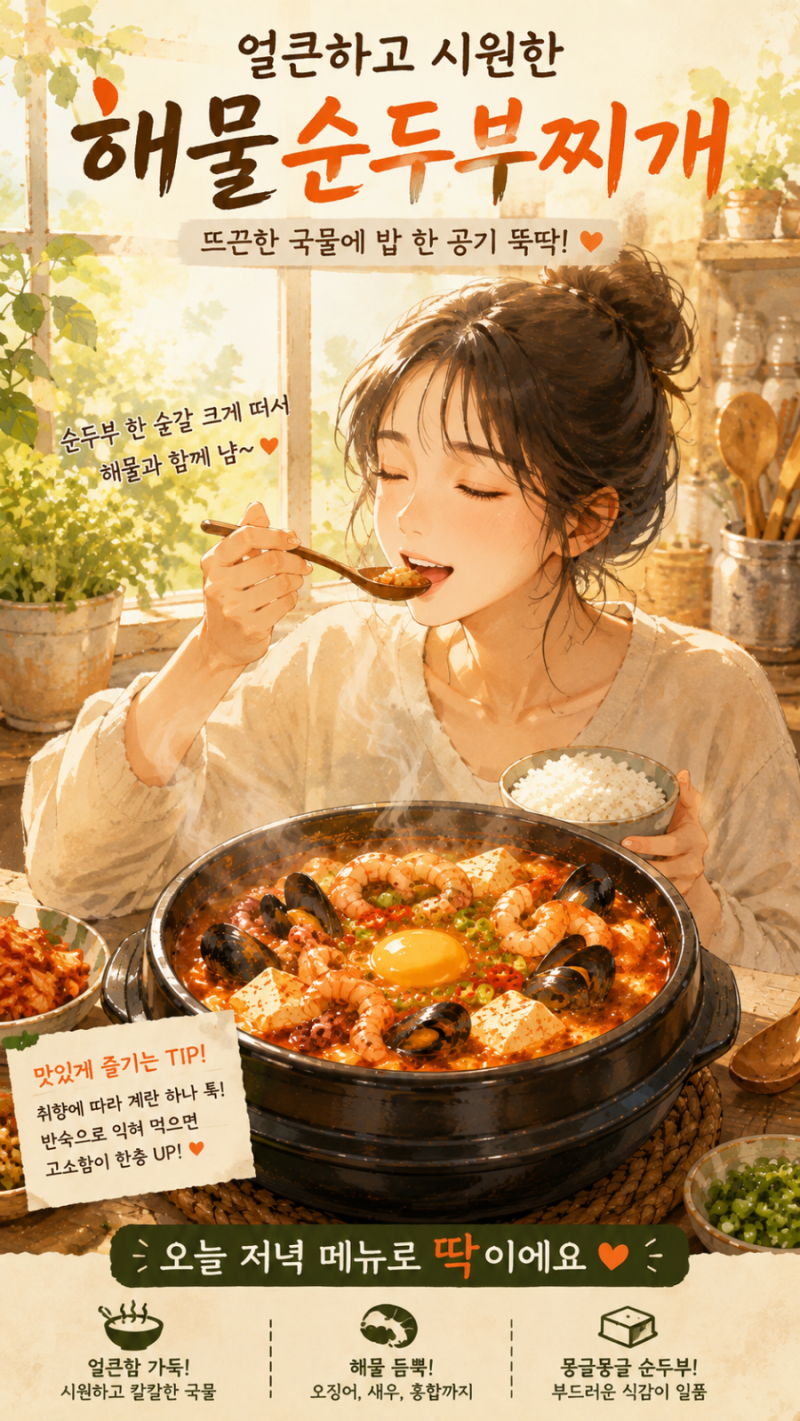 [황금레시피]해물 순두부찌개어때요??