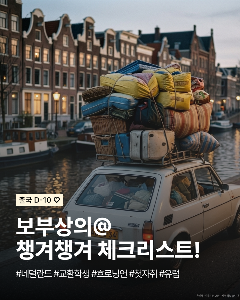 [네덜란드 교환학생] 짐싸기 체크리스트 정리 (서류/ 전자기기/ 화장품/ 약)