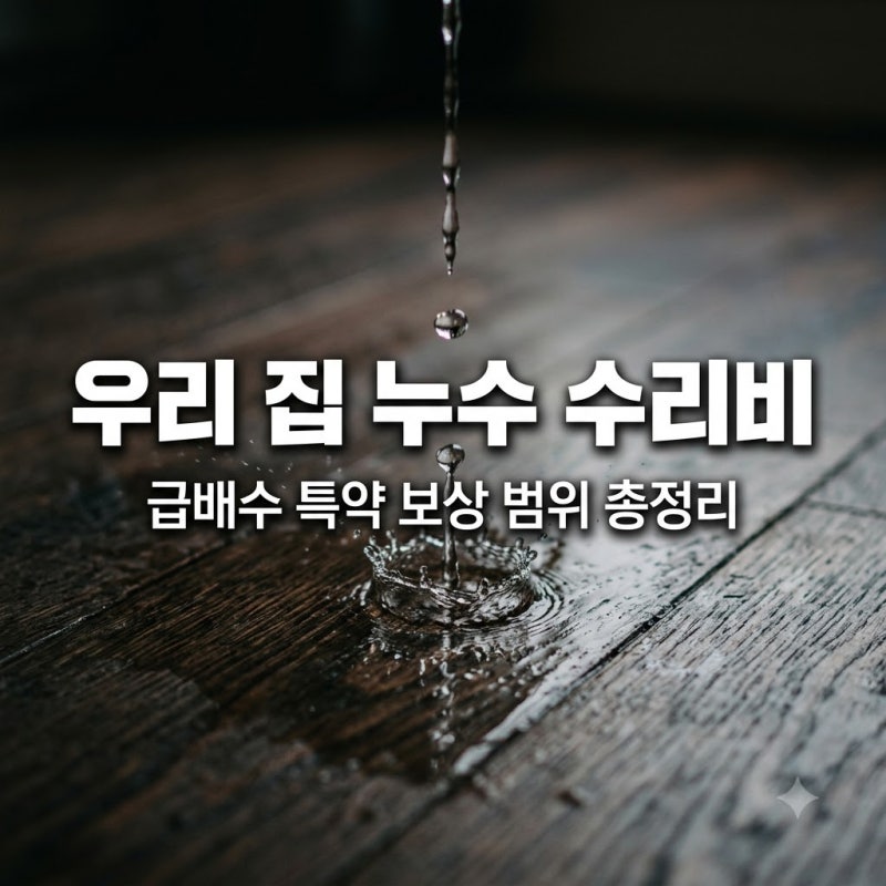 급배수시설누출손해 보험금 청구, 우리 집 누수 수리비 보상 범위 총정리