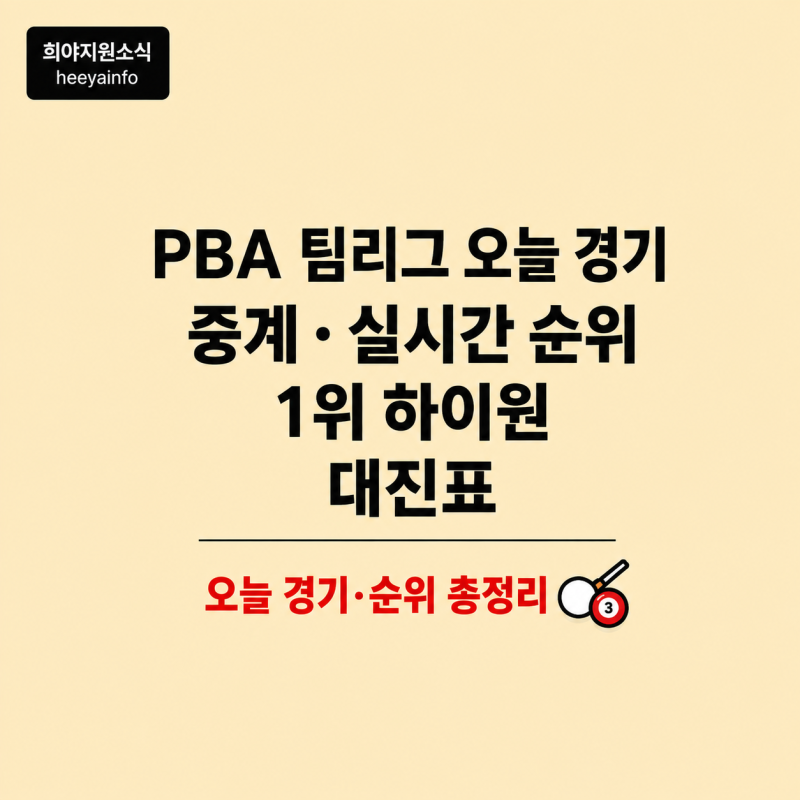 PBA 팀리그 오늘경기 중계 실시간 순위 1위 하이원 대진표