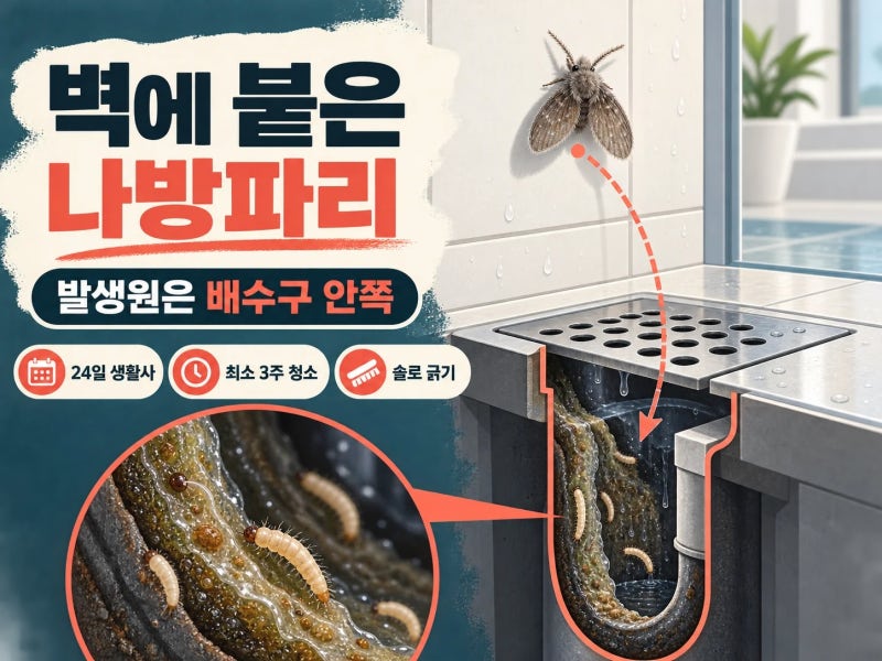 늦여름 욕실 나방파리 다시 안 나오기까지 얼마나 걸릴까 (+ 배수구 청소, 세탁기 배수구, 하....