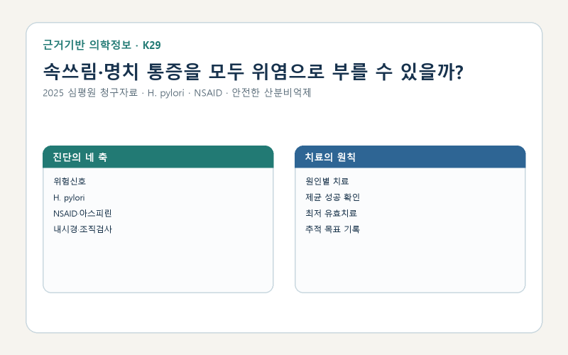 속쓰림·명치 통증을 모두 위염으로 부를 수 있을까? K29, 2025 심평원 청구자료로 읽는 진단·H.....