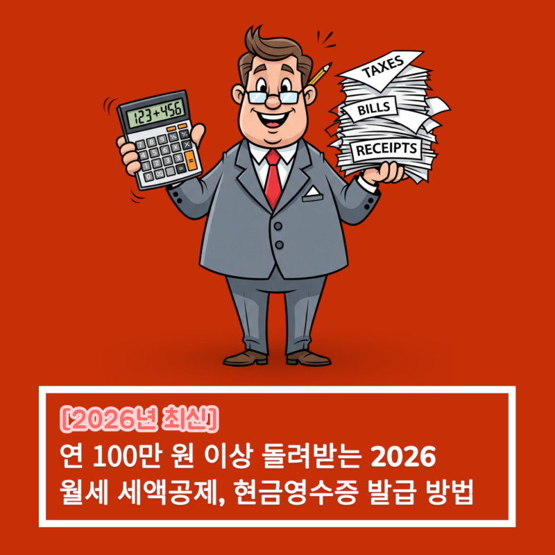 연 100만 원 이상 돌려받는 2026 월세 세액공제, 현금영수증 발급 방법과 환급금 계산법